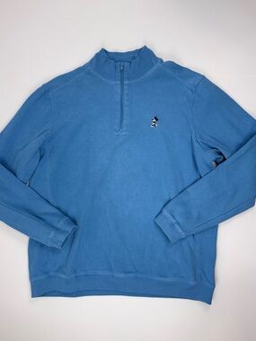 Disney Men's Sky Blue Quarter-Zip Sweatshirt with Mickey Embroidery